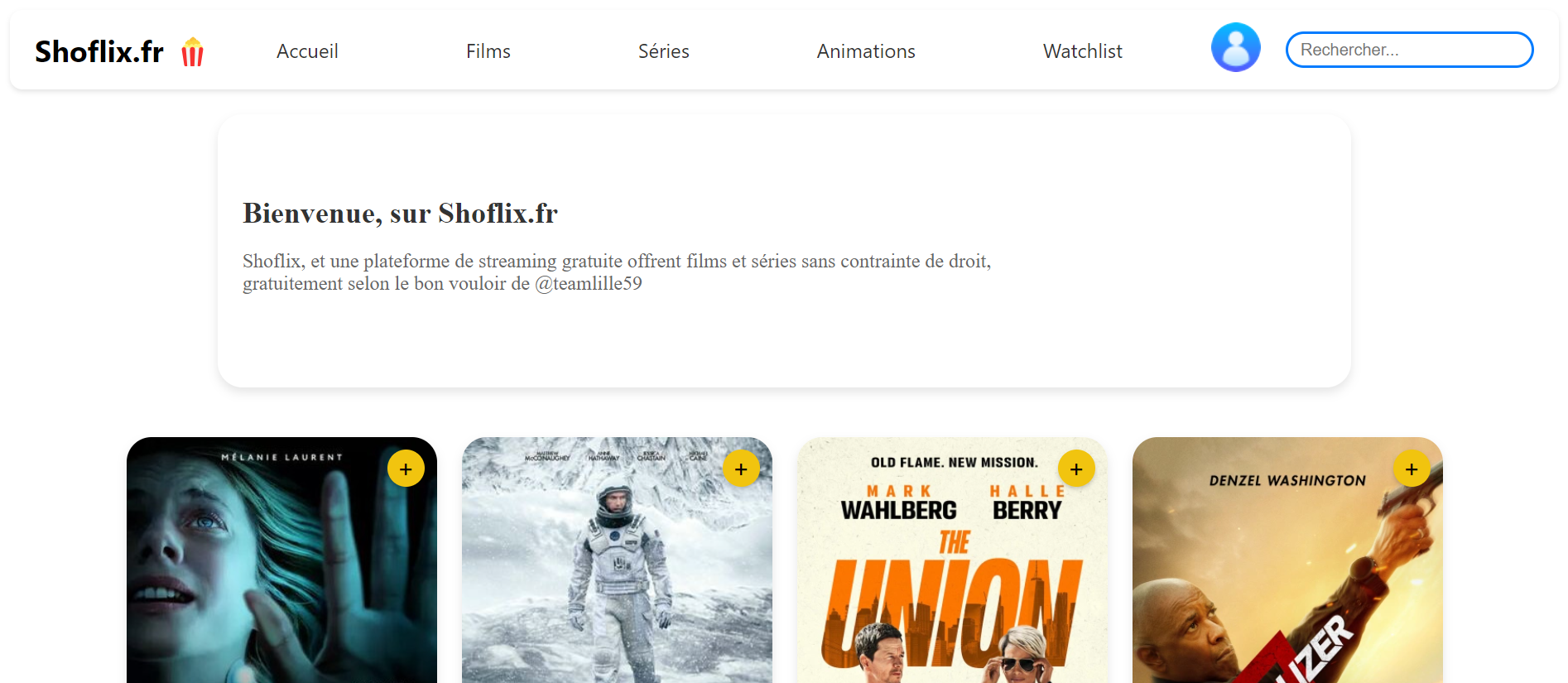 Interface de Shoflix